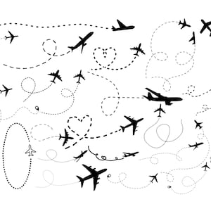 AIRPLANE ROUTE SVG, Plane Route Svg Cut Files for Cricut, Plane Route Heart Svg, Airplane Route Clipart