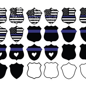 PLACA DE POLICÍA SVG, clipart de placa de policía, archivos de corte de placa de policía para Cricut, bandera estadounidense Svg, línea azul delgada Svg