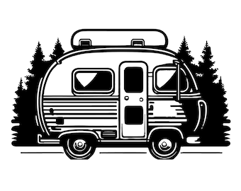 CARAVANA CAMPER SVG, Clipart de caravana, Svg de camping, Archivos de corte Svg de caravana para Cricut, Svg de montaña