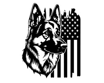 GERMAN SHEPHERD SVG With American Flag, German Shepherd Clipart, German Shepherd Svg Files For Cricut, American Flag Svg