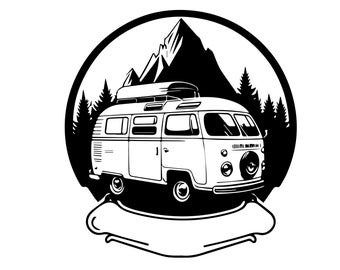 CARAVANA CAMPER SVG, Clipart de caravana, Svg de camping, Archivos de corte Svg de caravana para Cricut, Svg de montaña