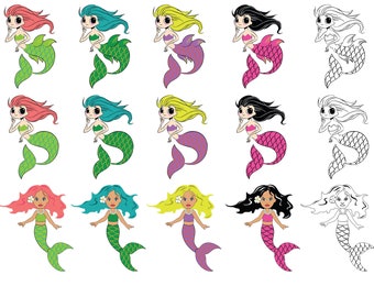 MERMAID BUNDLE SVG Files, Mermaid Bundle Clipart, Cute Mermaid Svg Files, Svg Files For Cricut
