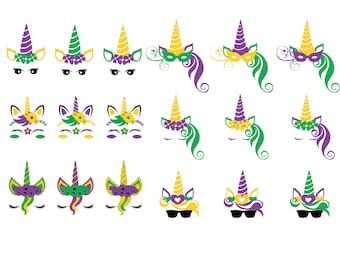 MARDI GRAS UNICORN Svg Files, Mardi Gras Unicorn Clipart, Mardi Gras Unicorn Svg Files for Cricut