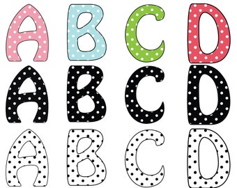 POLKA DOT ALPHABET Svg Files, Polka Dot Alphabet Clipart, 3 Polka Dot Fonts, Polka Dots Alphabet for Cricut