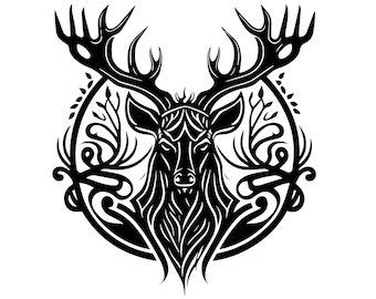 鹿の頭 SVG、Cricut 用の鹿の頭 SVG カット ファイル、鹿のクリップアート、角のある鹿の頭 SVG