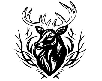 DEER HEAD SVG, Deer Head Svg Cut Files For Cricut, Deer Clipart, Deer Head With Antlers Svg
