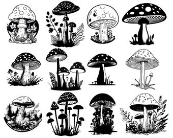 MUSHROOM SVG, MUSHROOM Clipart, Mushroom Svg cortar archivos para Cricut, Fungi Svg Cut Files