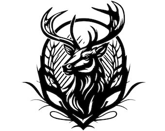 鹿の頭 SVG、Cricut 用の鹿の頭 SVG カット ファイル、鹿のクリップアート、角のある鹿の頭 SVG