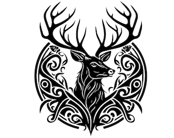 鹿の頭 SVG、Cricut 用の鹿の頭 SVG カット ファイル、鹿のクリップアート、角のある鹿の頭 SVG