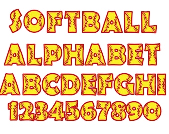 SOFTBALL ALPHABET SVG-Dateien, Softball Alphabet Clipart, Softball Alphabet für Cricut, Softball-Schrift