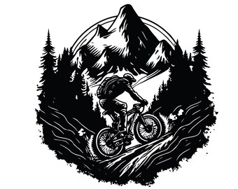 MOUNTAIN BIKE SVG, Mountain Bike on trail Clipart, Mountain Bike Svg Cut Files For Cricut, Mtb Svg