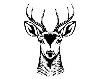 DEER HEAD SVG, Deer Head Svg Cut Files For Cricut, Deer Clipart, Deer Head With Antlers Svg