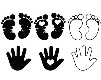 BABY FOOTPRINT SVG, Baby hands svg, Baby Feet Svg Cut files for Cricut, Handprint Svg