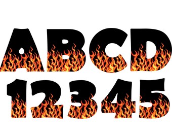 BURNING LETTERS ALPHABET Svg, Burning Letters Alphabet Clipart, Flame Font Svg for Cricut