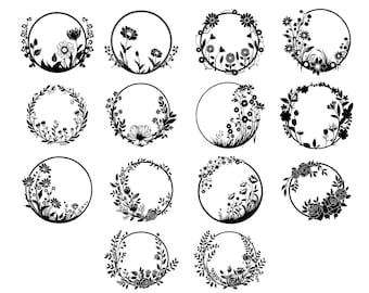 FLORAL CIRCLE SVG, Floral Circle  Svg Cut Files For Cricut, Floral Circle Clipart, Rose Circle Svg