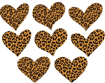 ヒョウ柄ハート SVG、ヒョウ柄ハート クリップアート、バレンタイン SVG、バレンタイン クリップアート、ヒョウ柄ハート SVG