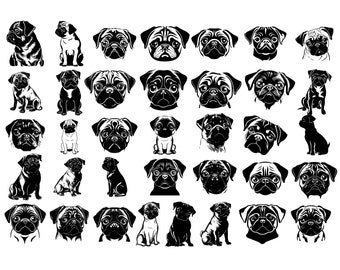 PUG SVG, PUG Clipart, Pug Svg Bestanden Voor Cricut, Pug Silhouette Svg, Hond svg