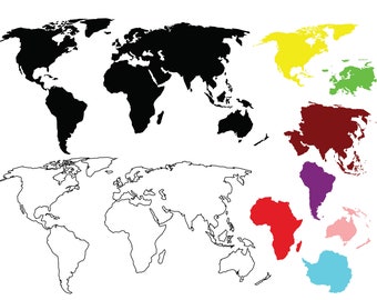 World Map Outline Etsy