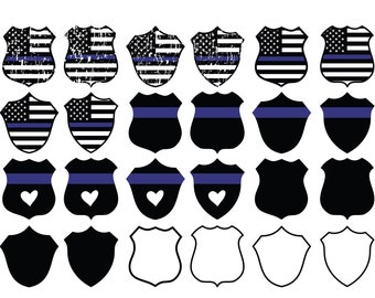POLICE BADGE SVG, Police badge clipart, Police badge cut files for Cricut, American Flag Svg, Thin Blue Line Svg