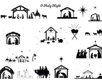 NATIVITY SCENE SVG Bundle, Nativity scene Svg cut files, Christmas Svg,  Nativity clipart, Nativity Silhouette