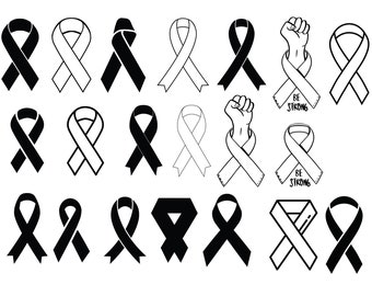 AWARENESS RIBBON SVG, Awareness Ribbon Clipart, Breast Cancer Svg, Cancer Ribbon Svg files for Cricut