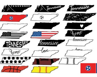 Tennessee State SVG Bundle, Tennessee State Clipart, Tennessee State Silhouette Schnittdateien für Cricut, Tennessee Umriss