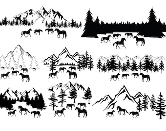 HORSE SVG, MOUNTAIN Svg, Wild Horse Svg, Mountain and Horse Svg, Horse cut files for Cricut
