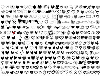 HEART Bundel SVG, HEART Doodle Svg, Heart Svg Cut Files For Cricut, Heart Clipart, Hand Drawn Heart Svg