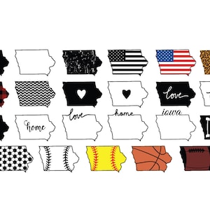 IOWA STATE SVG Bundle, Iowa State Clipart, Iowa state silhouette cut files for Cricut, Iowa outline