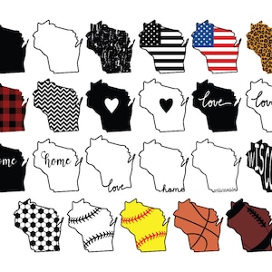 WISCONSIN STATE SVG, Wisconsin State Clipart, Wisconsin state silhouette cut files for Cricut, Wisconsin outline