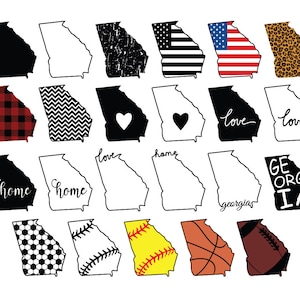 GEORGIA STATE SVG Bundle, Georgia State Clipart, Georgia state silhouette cut files for Cricut, Georgia outline