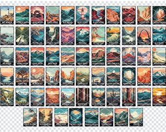 USA NATIONAL PARKS All 63, American National Parks Laser Engraving Files, National Parks Svg Cut Files
