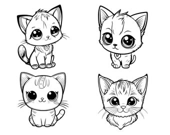 SÖT KATT SVG, Söt katt Clipart, Söt katt Svg Klippfiler för Cricut, Katt Silhuett Svg, Katt Ansikte Svg