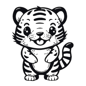 LEUKE TIJGER SVG, schattige tijger Svg, schattige tijger Clipart, schattige tijger Svg-bestand knippen voor Cricut