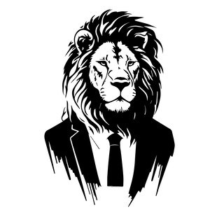 LEÓN EN TUXEDO SVG, León en esmoquin Clipart, León en traje Archivos Svg para Cricut, León en archivos Svg de corte