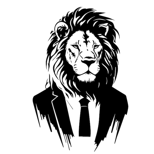 LION in TUXEDO SVG, Lion in Tuxedo Clipart, Lion in Suit Svg Files For Cricut, Lion Svg Cut Files