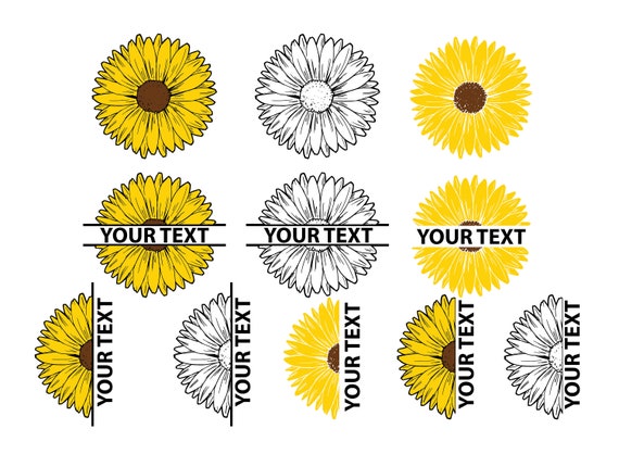 SUNFLOWER SVG, Half SUNFLOWER Svg, Sunflower monogram svg, Sunflower cut files for Cricut