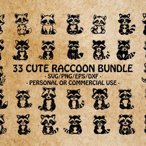 MIGNON raton laveur SVG, Clipart de raton laveur des bois, bébé raton laveur Design fichiers Svg pour Cricut, Svg animaux de la forêt