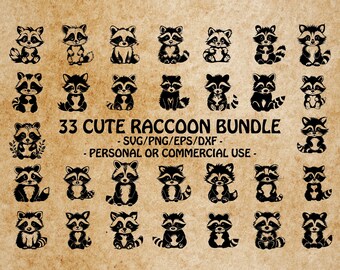 CUTE RACCOON SVG, Woodland Raccoon Clipart, Baby Raccoon Design Svg Files For Cricut, Forest Animal Svg