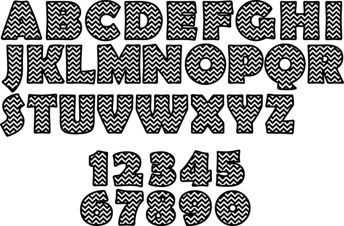 CHEVRON FONT SVG Bundle, Chevron Alphabet Svg Bundle, Chevron Letters ...