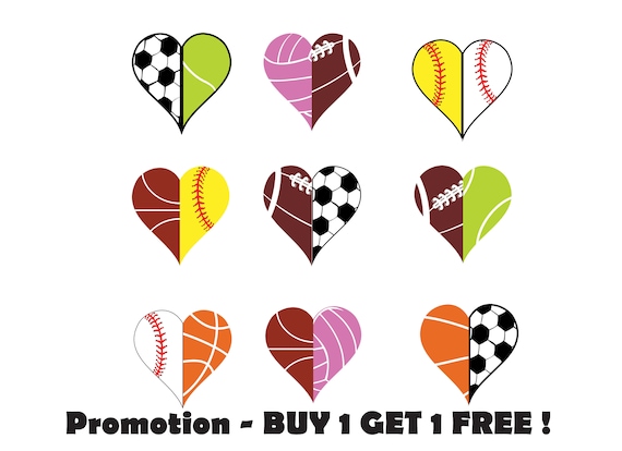 Download Half Heart Svg Half Sports Hearts Sports Half Heart Svg Etsy