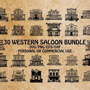 WESTERN SALOON SVG, clipart Cowboy Bar, fichiers Svg de conception Western Saloon pour Cricut, modèle de saloon rustique