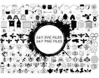 BIE SVG-paket, honungsbi Svg-filer, bi Svg-klippfiler för Cricut, bi Clipart, honungskaka Svg