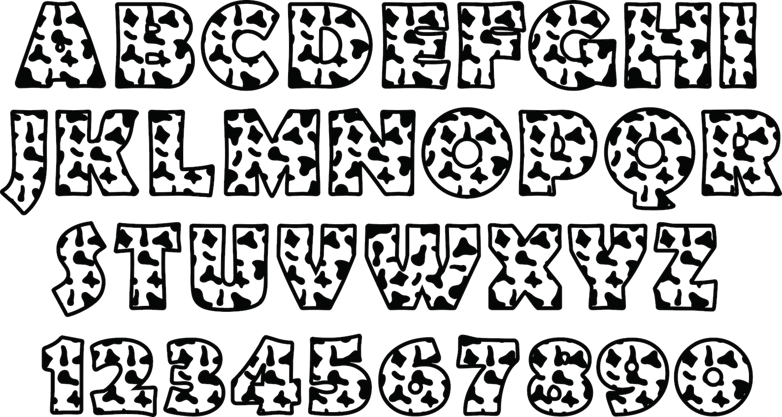 COW FONT SVG Cow Alphabet Svg Cow Letters and Numbers Cow ...