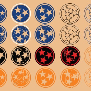 TENNESSEE TRISTAR SVG, staat Tennessee Tri-Star Svg, Tn Tri-Star Svg-bestanden voor Cricut, Distressed Tennessee Tri-Star