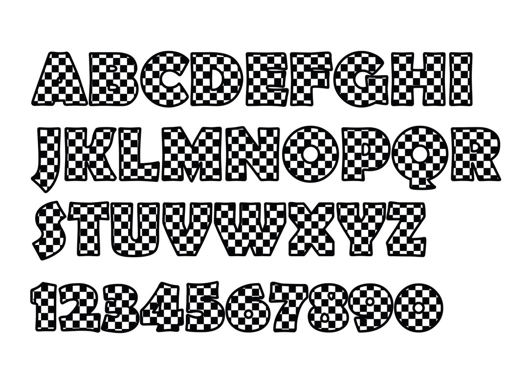 CHECKERED ALPHABET and Numbers SVG Files, Checkered Alphabet and ...