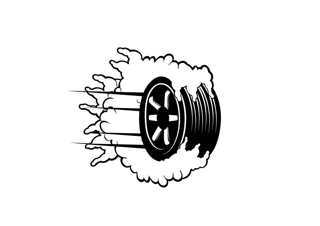 TIRE in SMOKE SVG, Burnout Tire Svg, Tire Cut Files for Cricut, Car Svg