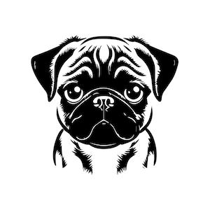 PUG SVG, PUG Clipart, Pug Svg Files For Cricut, Pug Silhouette Svg, Dog svg