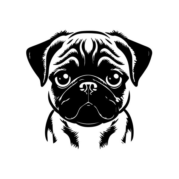 PUG SVG, PUG Clipart, Pug Svg Files For Cricut, Pug Silhouette Svg, Dog svg