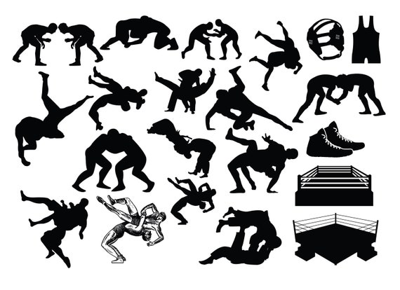 Download Wrestling Silhouette Svg Wrestling Silhouette Clipart Etsy